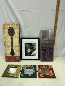 Framed Tattoo Artist Photo, Kitchen & Bookstore Wall Plaques, Decorative Floral Mirrors - 6-Piece Set Sp-18