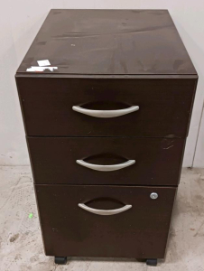 Three-Drawer Mobile Filing Cabinet With Lock And Casters, Dark Brown, 27.75"H x 15.5"W x 19.75"D