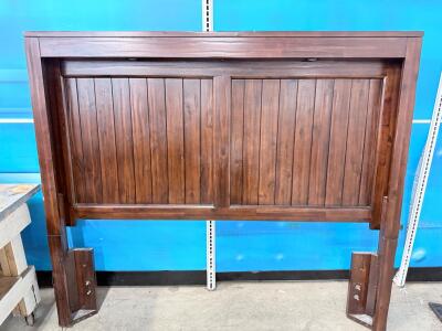 Traditional Wooden Panel Headboard, Dark Brown Finish, Queen