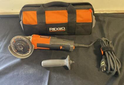 RIDGID 4-1/2" 6.0 Amp Corded Angle Grinder With Side Handle & Carry Bag, 11,000 RPM - Powers On - ( R7 )
