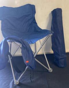 (2) Blue Folding Camping Chair With Armrests, Cup Holder, And Carry Bag ( R7 )