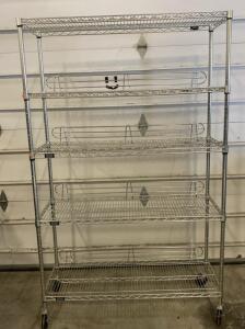 48"x18"x72" Industrial Chrome Wire Shelving Rack, 5 Shelves, Casters, Guard Rails, Adjustable