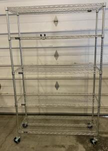 5-Tier Metal Wire Shelving Rack With Wheels, 48" x 18" x 72", Chrome Finish