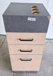 Modular Office Drawer Cabinet With 3 Drawers And Circular Cutouts