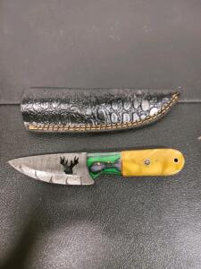 Custom Fixed-Blade Knife With Drop Point Blade, G10 Handle, Leather Sheath