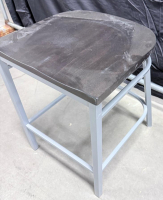 Adjustable Height Laboratory Stool With Metal Frame And Wooden Seat - 3