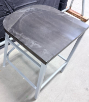 Adjustable Height Laboratory Stool With Metal Frame And Wooden Seat - 4