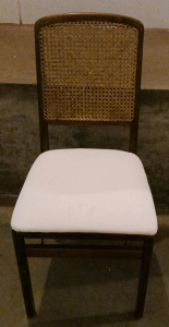 Mid-Century Modern Cane Back Dining Chair With Upholstered Seat