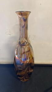 Amber Swirl Art Glass Vase, 21" Tall, Hand-Blown Design ( SP1 )