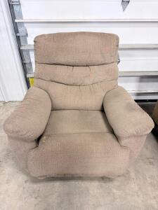 Manual Recliner Chair, Light Brown Fabric Upholstery, Approx. 33" W x 40" D x 40" H