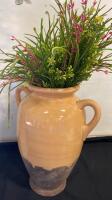 Set Of 2 Decorative Ceramic Vases With Artificial Floral Arrangements, Contemporary And Rustic Designs - 2