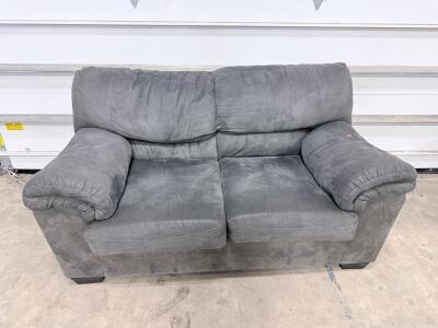 Gray Microfiber Pillow Arm Loveseat, 62"x38", Rolled Arms, Plush Cushions