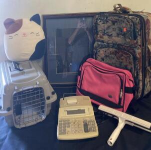7 Miscellaneous Used Household And Office Items (Suitcase, Pet Carrier, Plush, & More) ( R 4 )