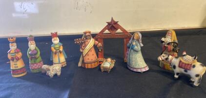 10-Piece Hand-Painted Resin Nativity Scene Set &ndash; Includes Mary, Joseph, Wise Men, Stable Arch ( R7 )