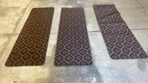 Set Of 3 Brown Geometric Pattern 22&rdquo;x72&rdquo;" Indoor Runner Rugs, Rectangular With Rounded Corners ( R9)