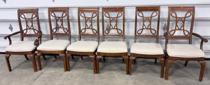 Traditional 6-Piece Dining Chair Set, Wood Frame, Upholstered Seats, Includes Armchairs