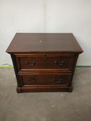 2-Drawer Wood Lateral File Cabinet, Locking, Dark Cherry Finish, Hanging Folders Included