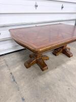 Traditional Rectangular Double Pedestal Dining Table With Inlaid Top And Carved Bases - 4