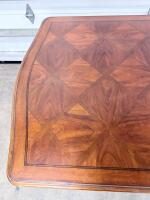 Traditional Rectangular Double Pedestal Dining Table With Inlaid Top And Carved Bases - 8