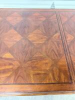 Traditional Rectangular Double Pedestal Dining Table With Inlaid Top And Carved Bases - 9