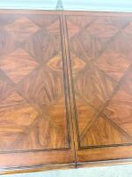 Traditional Rectangular Double Pedestal Dining Table With Inlaid Top And Carved Bases - 10