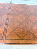 Traditional Rectangular Double Pedestal Dining Table With Inlaid Top And Carved Bases - 11