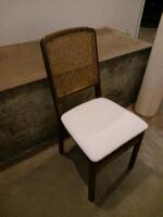 Mid-Century Modern Cane Back Dining Chair With Upholstered Seat - 3