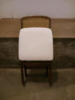 Mid-Century Modern Cane Back Dining Chair With Upholstered Seat - 4