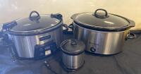 Crock-Pot 6Qt Programmable Slow Cooker + West Bend 6Qt Manual Slow Cooker & Mini Warmer Bundle( All Power On ) ( R8 )