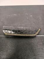 Custom Fixed-Blade Utility Knife With Patterned Resin Handle And Leather Sheath - 3