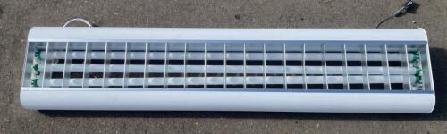 (10) 4 Lamp Troffer Fluorescent Light Fixture, 48" x 12", Parabolic Louver, Surface/Suspended Mount
