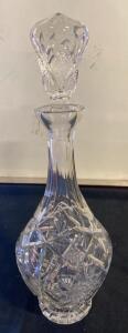Cut Crystal Decanter With Stopper, Starburst Pattern, Approx. 12" Tall, 26Oz Capacity ( R12 )
