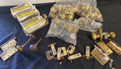 Vintage Weiser Lock Brass Door Knob Sets, Hinges, Latches&mdash;~12 Sets, Mixed Condition, ( R8 )