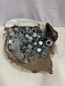 Hex Flange Nylon Lock Nuts And Bolts, Zinc-Plated Steel, 1/2"-13 or M12, Qty 35, Open Box