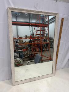 Ornate Off-White Wall Mirror, 46"x32", Neoclassical Design, Decorative Frame