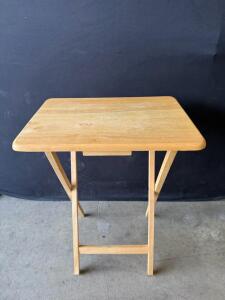 Natural Wood Folding TV Tray Table, 19"x15", 26" Height, Solid Wood, Lightweight