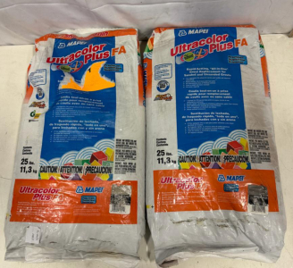 MAPEI Ultracolor Plus FA Gray Grout 25 lbs, Rapid-Setting, All-In-One, ANSI Certified, 2 Bags
