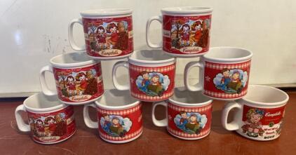 Vintage 1989 Campbell's Soup Mugs, Set Of 9, 14 Oz Ceramic With Campbell Kids Illustrations
