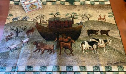 Noah&rsquo;s Ark Wall Tapestry By Carol Endres (1998) + Home Accents Noah&rsquo;s Ark Mini Tea Set Boxed