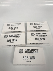 (5) Boxes Of Red Army .308 Win Ammunition