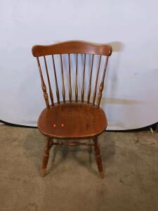 Windsor-Style Wooden Dining Chair, Spindle Back, Medium Brown, Turned Legs, Approx. 36" Height