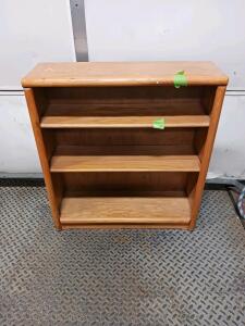 3-Shelf Light Oak Wooden Bookcase, 36"x12"x36", Rounded Edges, Fixed Shelves