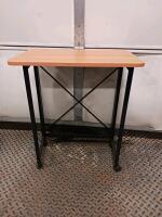 Folding Side Table Desk, 24"x12", Wood-Look Top, Metal Frame, Wheels, Compact, Portable - 2