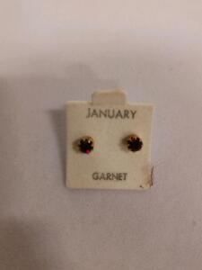 Sterling Silver Garnet Stud Earrings &ndash; 4MM Round January Birthstone