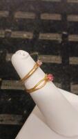 Gold Stackable Solitaire Rings Set, Pink Stones, Prong Setting, 2-Piece, Yellow Gold Finish - 3