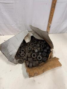 Approx. 80 Heavy Hex Nuts, 1"-8 UNC, Carbon Steel, Rusted, 25 lbs