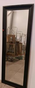 Black Full-Length Mirror 65"x23" With Wide Frame &ndash; Freestanding Or Wall-Mountable