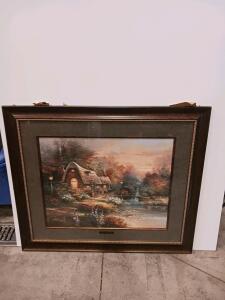 James Lee "Country Quiet" Framed Cottage Landscape Print, 32" x 26", Double Matted Sp-18