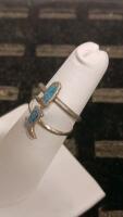Pair Of Sterling Silver Cowboy Boot Motif Rings With Turquoise Inlay - 2