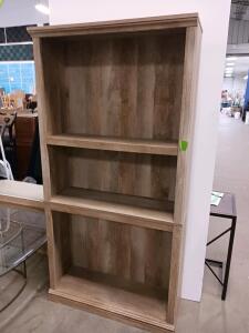 72" Standard Bookcase With 3 Fixed Shelves, Medium Brown Finish